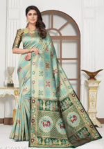 Elephant Patola C. Green Saree