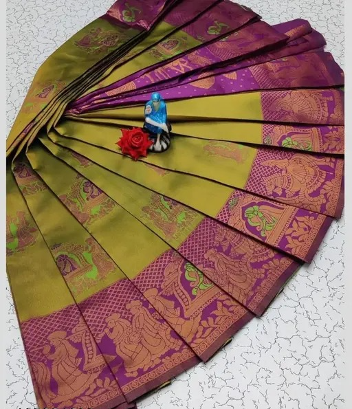 1 (2) Apna Palakhi Mehendi Pink Saree - Image 1