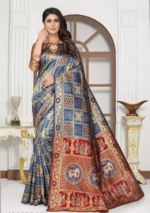 Elephant Patola Grey Saree
