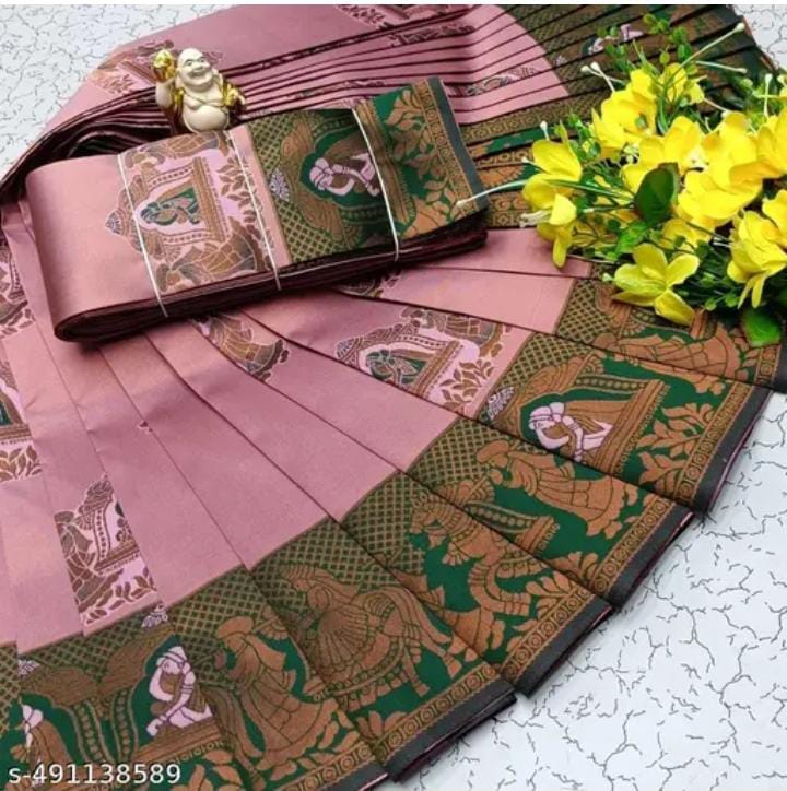 1 (4) Apna Palakhi Light Pink Green Saree - Image 1