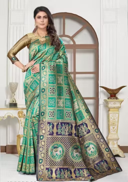 Elephant Patola Rama Saree