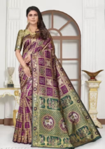 Elephant Patola Wine Saree