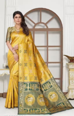 Elephant Patola Yellow Saree