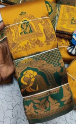 Apna Palakhi Yellow Green Saree - Image 3