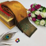 Checks–Peacock F. Gold BT. Green Saree - Image 3