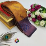 Checks–Peacock F. Gold N. Blue Saree - Image 3