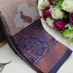 Checks–Peacock Ivory N. Blue Saree