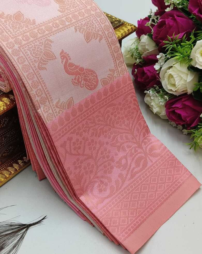 LIGHT PINK-BABY PINK (2) Checks–Peacock Light Pink - Baby Pink Saree - Image 1