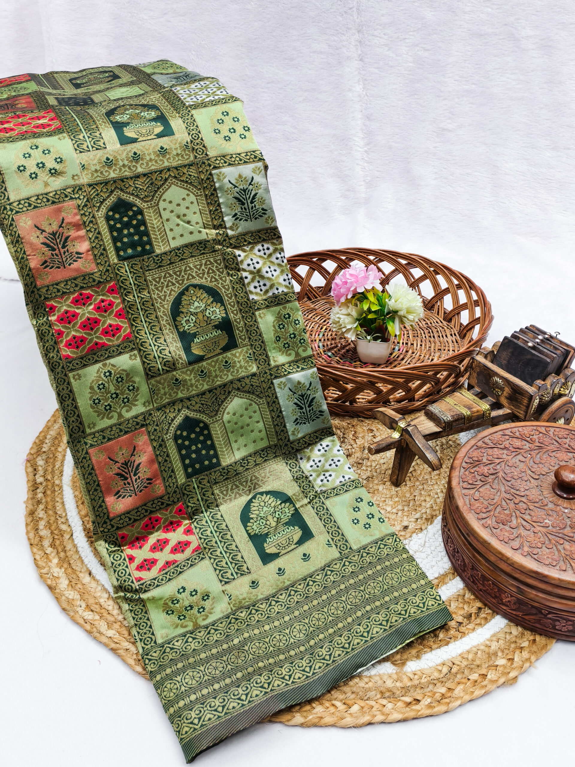 PISTA (3) Kalash–Patola Pista Saree - Image 1