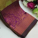 Checks–Peacock Lemon Wine Saree - Image 2