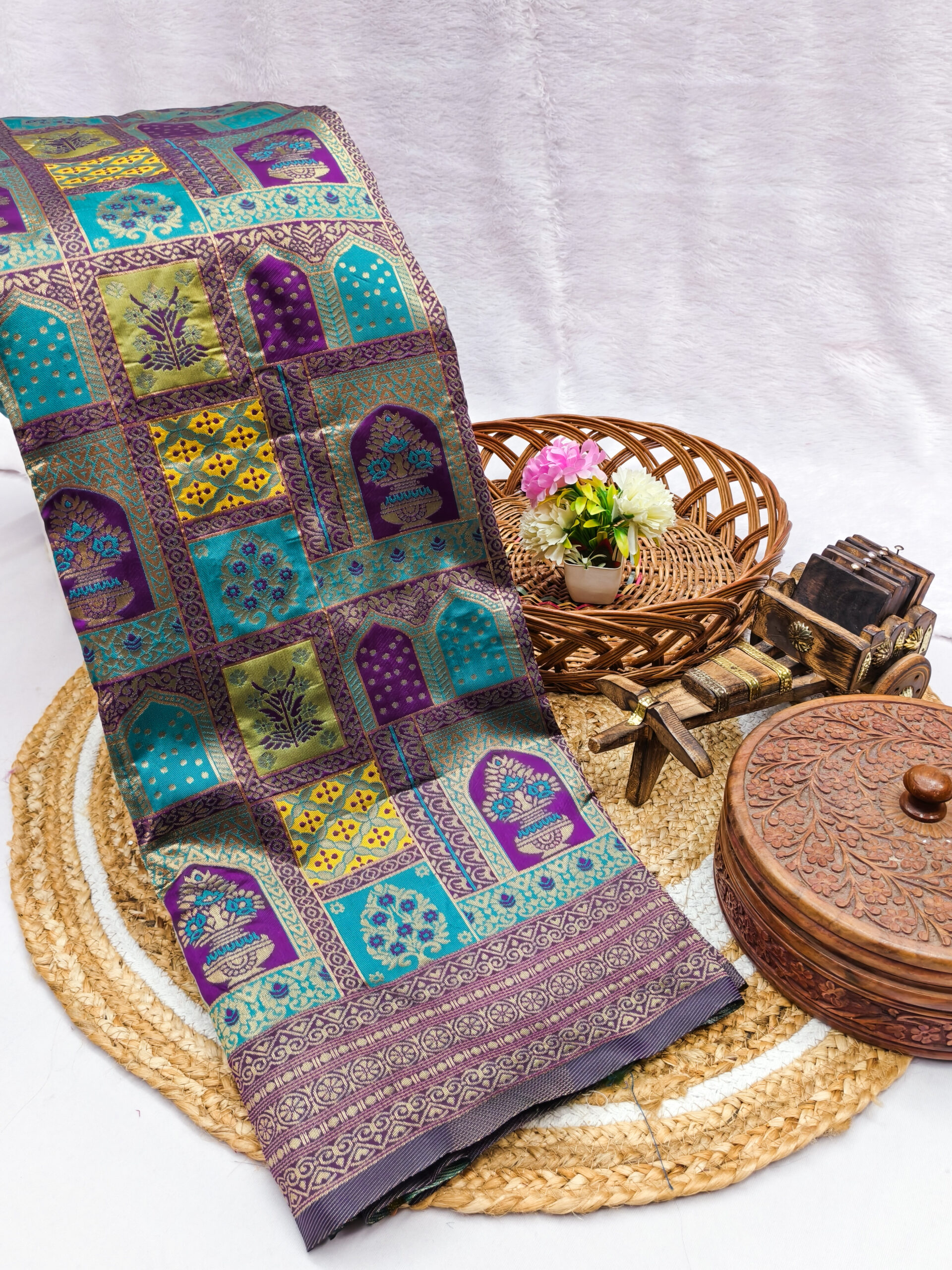 WINE (3) Kalash–Patola Wine Saree - Image 1