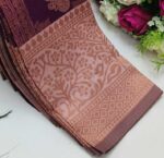 Checks–Peacock Wine Peach  Saree - Image 2