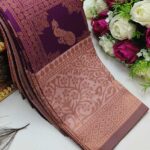 Checks–Peacock Wine Peach  Saree