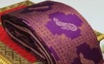 Checks–Peacock Wine Peach  Saree - Image 3